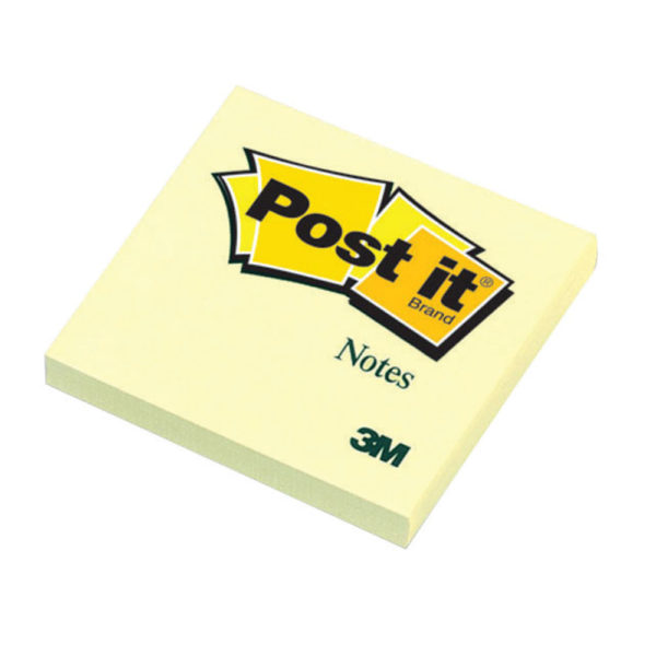3M POSTIT NOTE 76X76MM YELLOW 654 PACK12