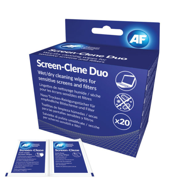 AF SCREEN-CLENE DUO 20 WET/DRY WIPES