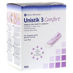 Unistik 3 Comfort Lancets, 28G-1.8mm x 100