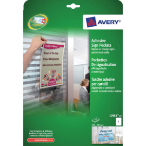 AVERY ADHES SGN PCKTS 221X304MM PACK 10