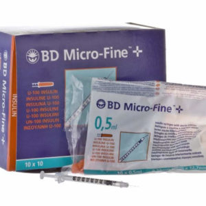 BD Micro Fine Insulin Syringe 0.5ml with 29G Needle x 100