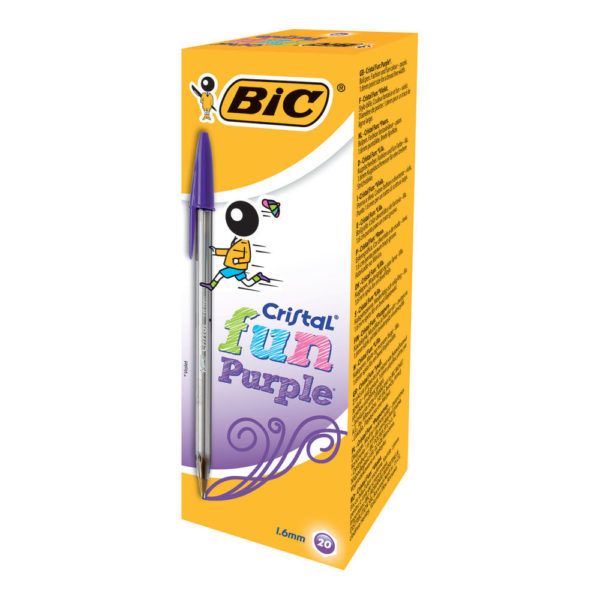 BIC CRISTAL FUN PURPLE BALL PEN PACK 20