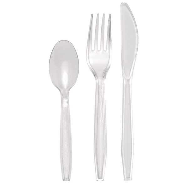 PLASTIC CUTLERY 150 PIECE SET CLEAR