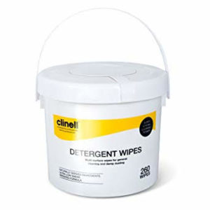 Clinell Detergent Wipes Bucket x 260 (Yellow)