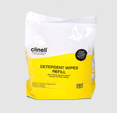 Clinell Detergent Wipes Bucket Refill x 260 (Yellow)
