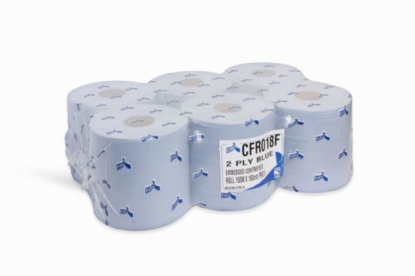 Centrefeed Blue Paper Roll,  2Ply - 150M x 175mm x 6.