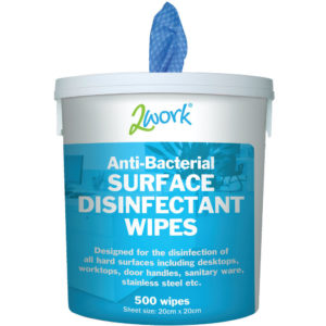 2WORK DISINFECTANT WIPES TUB 500
