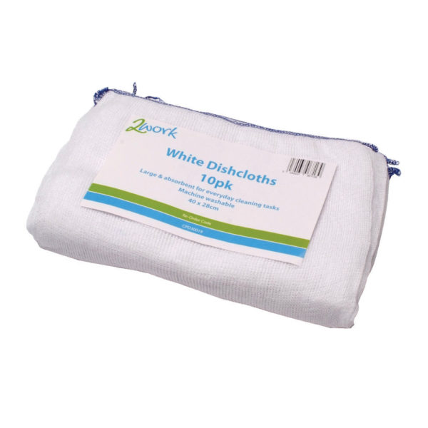 2WORK WHITE DISHCLOTH 300X400MM PK10