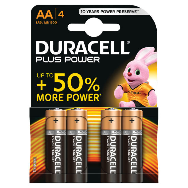 DURACELL PLUS AA 4 PACK COPPER/BLACK