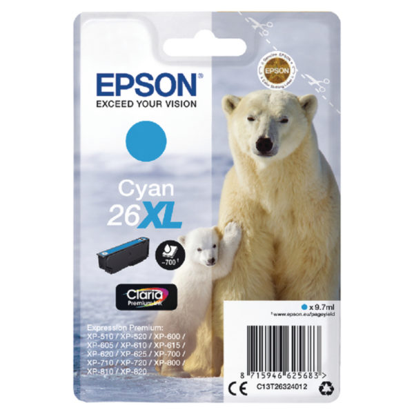 EPSON 26XL CYAN INKJET CARTRIDGE