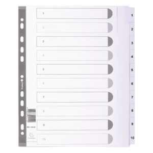 DIVIDERS MYLAR A4 MAXI WHITE 1-10