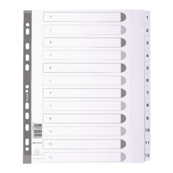 DIVIDERS MYLAR A4 MAXI WHITE 1-12