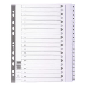 DIVIDERS MYLAR A4 MAXI WHITE 1-20