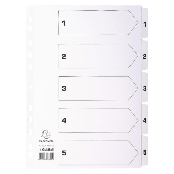 GUILDHALL 1-5 INDEX MYLAR WHITE A4