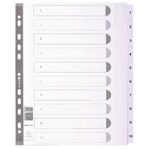 GUILDHALL 1-10 INDEX MYLAR WHITE A4