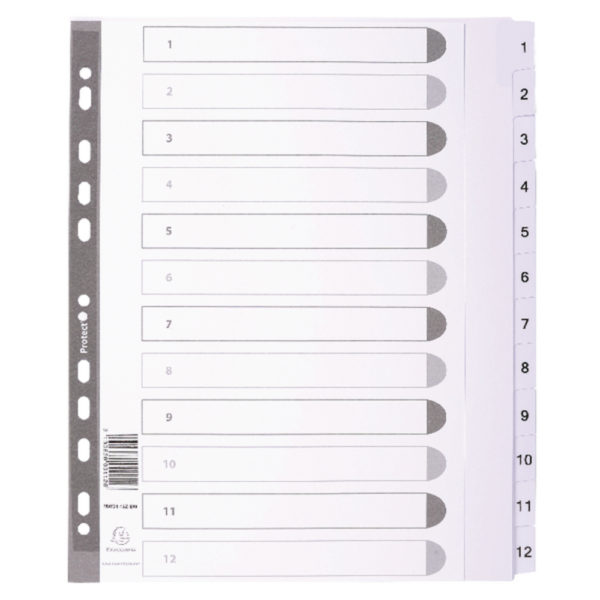 GUILDHALL 1-12 INDEX MYLAR WHITE A4