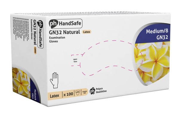 Hand Safe Latex Powder Free Exam Gloves - Small x 100
