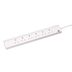 EXTENSION LEAD 6WAY WHITE