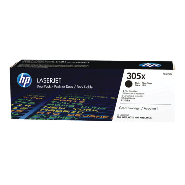 HP 305X 2PK HY BLK ORGL LJET TONER CARTS