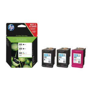 HP 301 BLACK AND TRI-COL 3PK INK CART