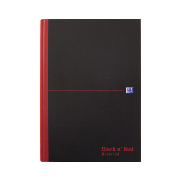 BLK N RED A4 RECYCL CBND NOTEBOOK 192PP