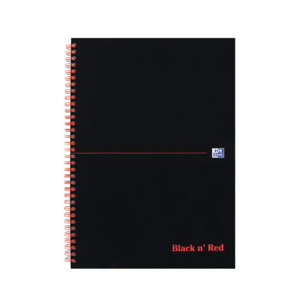 BLK N RED WIRNBK A4 140 PAGES FT/IDXED