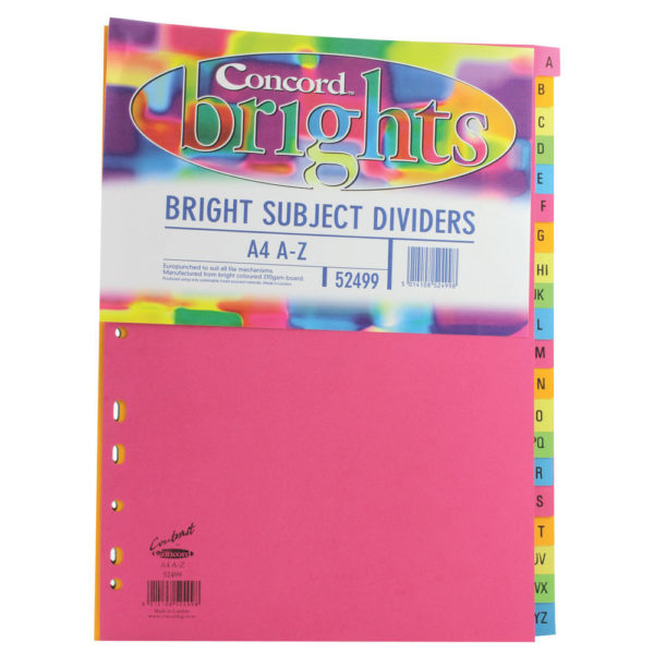 CONCORD BRIGHT DIVIDERS A4 A-Z ASST
