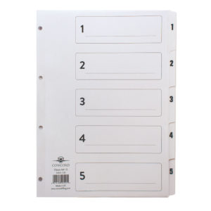 CONCORD INDEX 1-5 A4 CLEAR TABS CS5