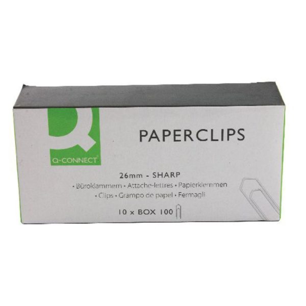 Q CONNECT PAPERCLIPS 26MM NO TEAR PK100