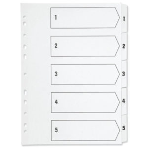 Q CONNECT INDEX 1-5 POLYPROP WHITE