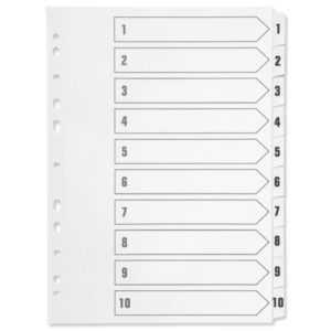 Q CONNECT INDEX 1-10 POLYPROP WHITE