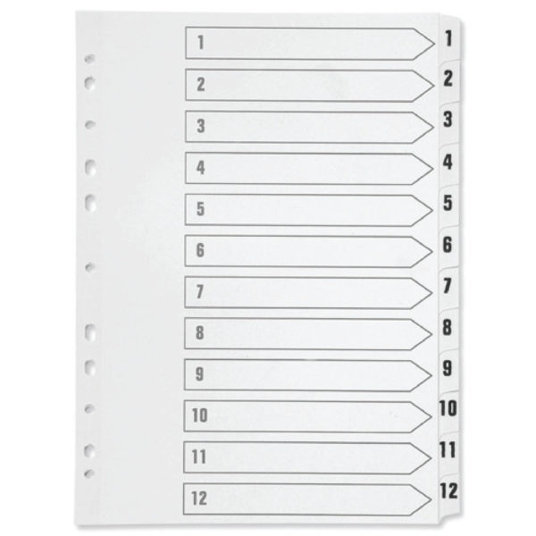 Q CONNECT INDEX 1-12 POLYPROP WHITE