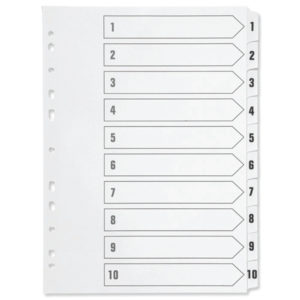 Q CONNECT INDEX 1-10 BOARD REINF WHITE