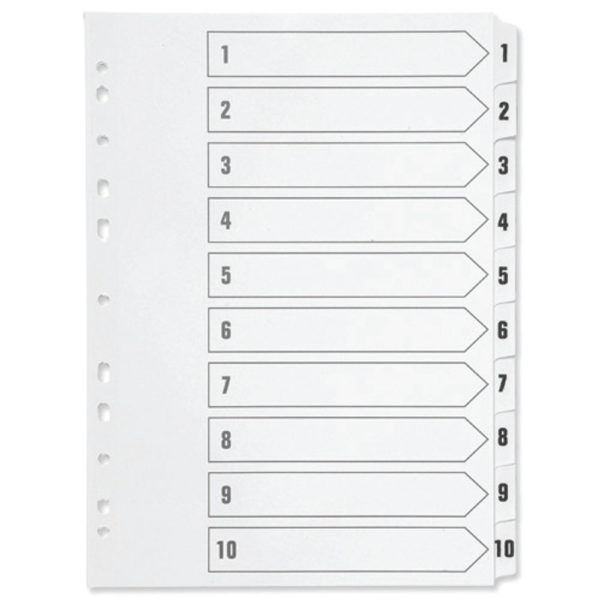 Q CONNECT INDEX 1-10 BOARD REINF WHITE