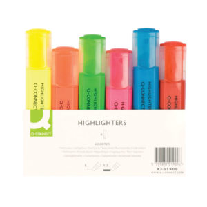Q CONNECT HIGHLIGHTERS ASSORTED PK6