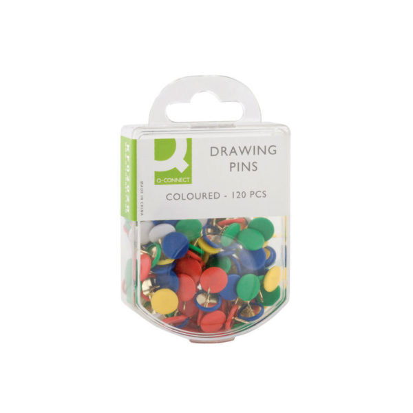 Q CONNECT DRAWING PINS COLOURED PK120