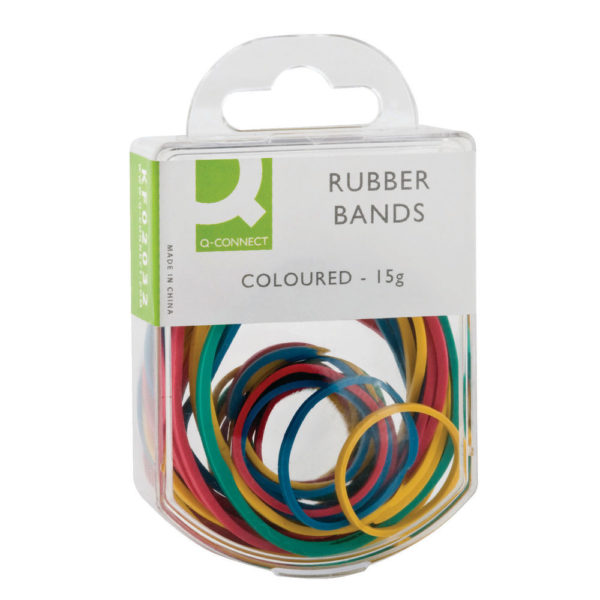 Q CONNECT RUBBER BANDS COLOURED 15G