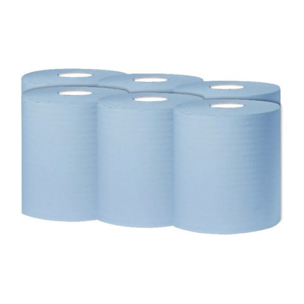 2WORK CFEED ROLL 1PLY 190X300M BLUE PK6