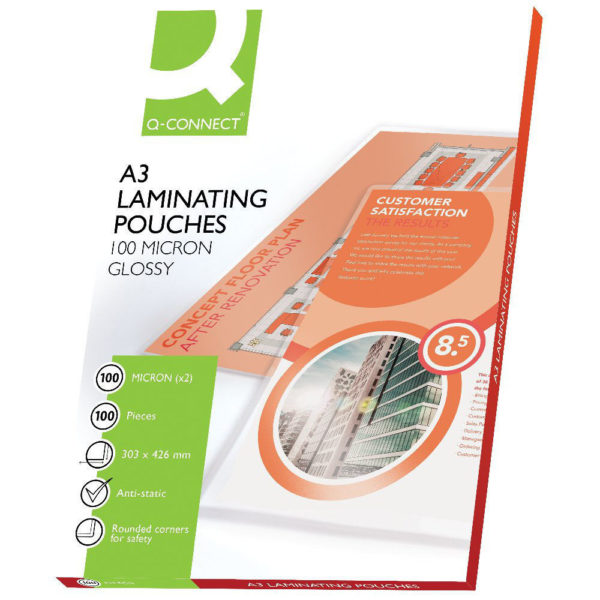 Q-CONNECT A3 LAMINATING POUCH 200MC P100