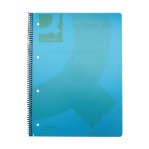 QCONNECT POLY SPIRAL A4 BOOK TRANS BLUE
