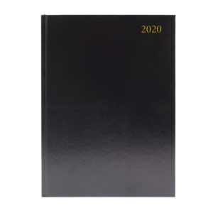 BLACK DESK A4 DIARY 2 PAGES PER DAY 2020