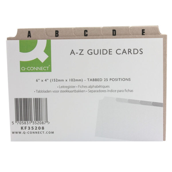 Q CONNECT GUIDECARDS 6X4 A-Z BUFF