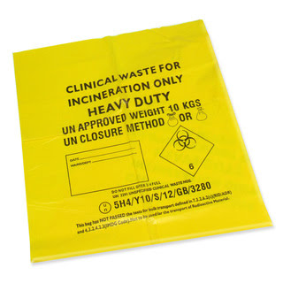 Yellow Clinical Waste Bags, Heavy Duty, 90L x 25