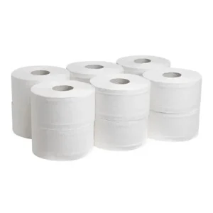 Mini Jumbo Toilet Rolls 2Plys, 60mm core x 150m White x 12.