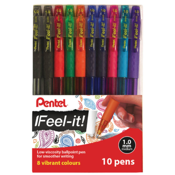 PENTEL FEEL-IT BALLPOINT MED ASTD PK10