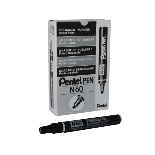 PENTEL MARKER CHISEL TIP BLACK N60-A