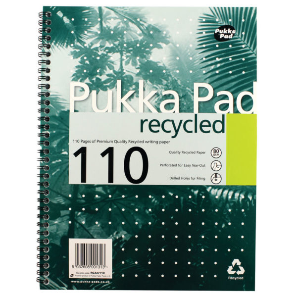 PUKKA QUALITY RECYCLED A4 PAD 80GSM 100P