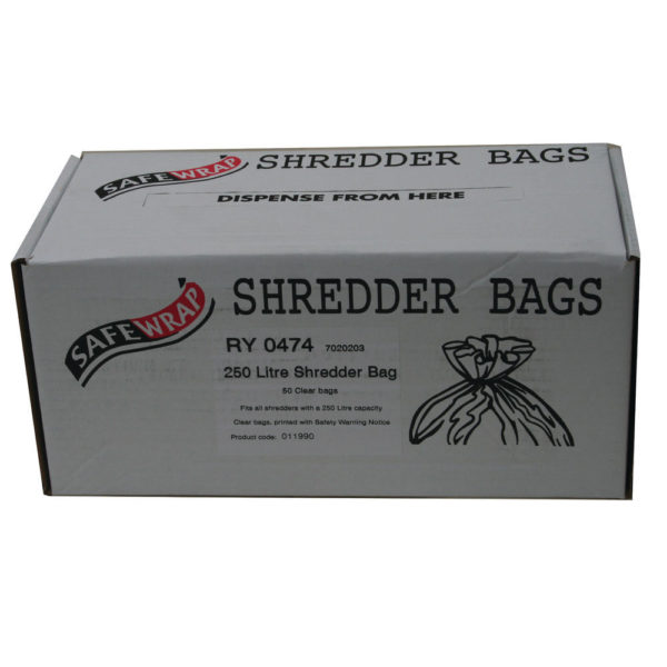 SAFEWRAP SHREDDER BAGS 250 LITRE PK PK50