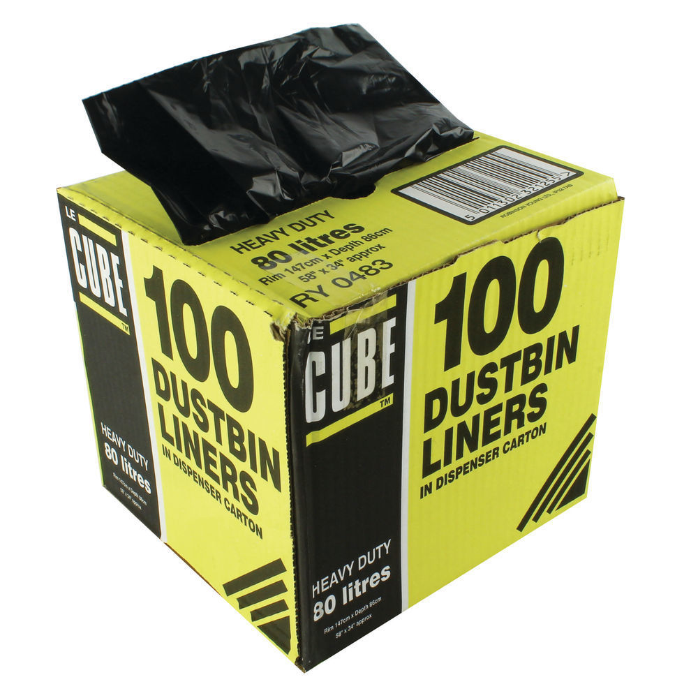 LE CUBE DUSTBIN LINERS 80L PK100