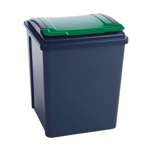 VFM RECYCLING BIN GRN GREY/GRN LID 50L